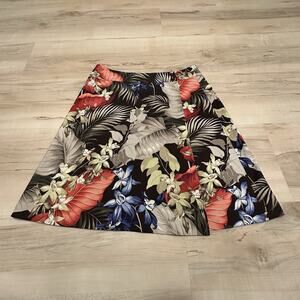 Tommy Bahama Silk Tropical Floral Midi Skirt Womens Size 2 Button‎ Waist